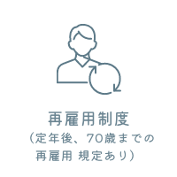 再雇用制度　再雇用制度(定年後、65歳までの再雇用 規定あり)